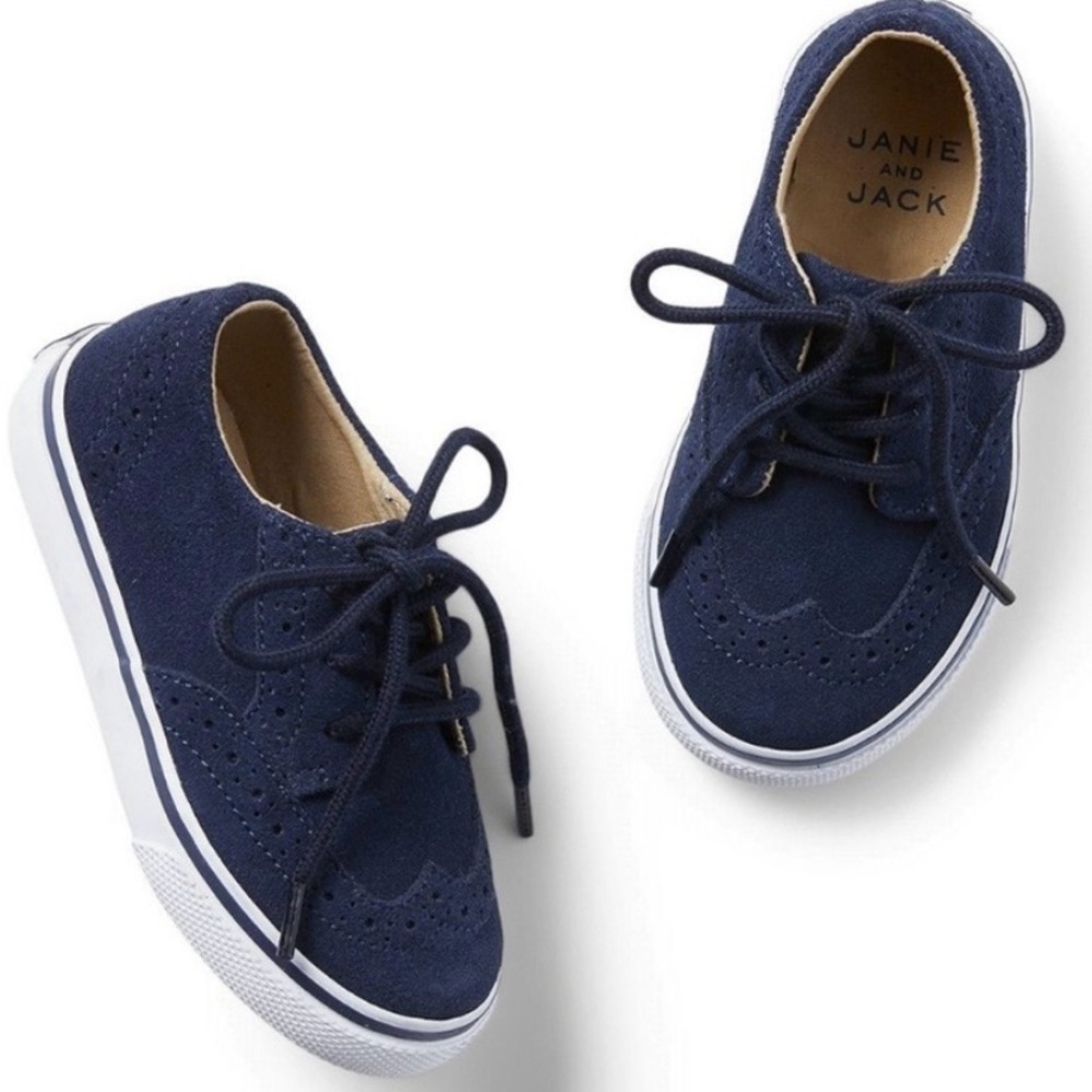 Boys size 12 Janie and Jack navy blue oxford style shoes